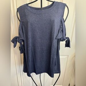 Tie sleeve cold shoulder top